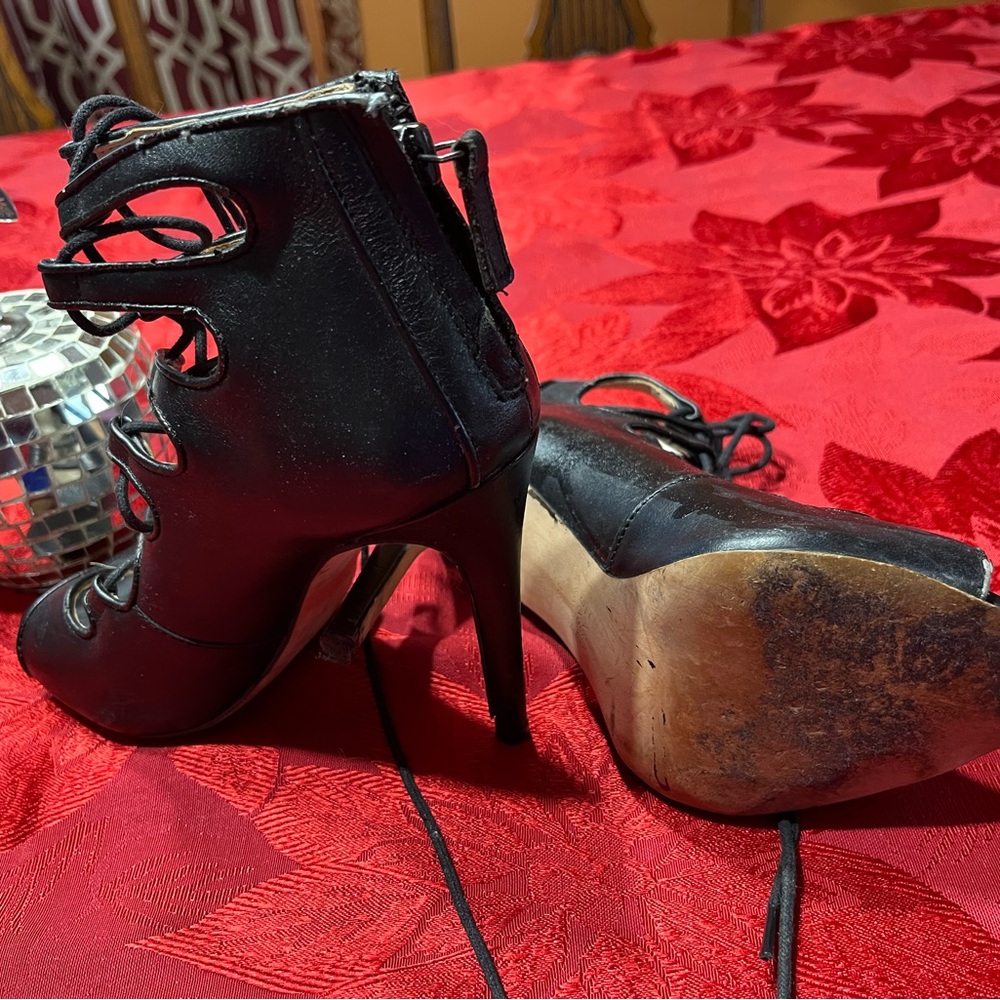 Zara Black Gladiator Lace-Up Stiletto Sandals - Picture 3 of 6